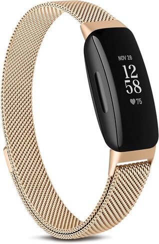 Amzpas for Fitbit Inspire 2 Bands Women Men, Stainless Steel Mesh Loop Adjustable Magnetic Replacement Straps Compatible with Fitbit Inspire 2 / Fitbit Inspire HR Fitness Tracker in Saudi Arabia