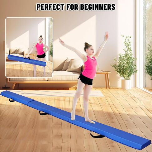 6 FT / 8 FT / 9 FT / 10 FT Folding Gymnastic Balance Beam for Kids with Carry Bag for Home and Club Use in Kuwait