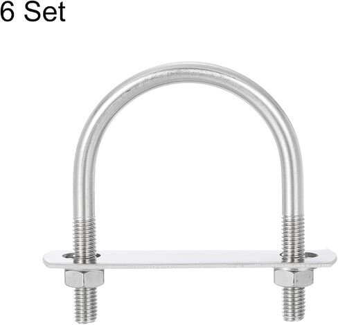 uxcell Round U-Bolts, 6 Sets 45mm(1.77") Inner Width 76mm Length M10 304 Stainless Steel U Clamp Bolt with Nuts and Plates, for Boat Trailer in Saudi Arabia