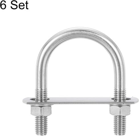 uxcell Round U-Bolts, 6 Sets 45mm(1.77") Inner Width 76mm Length M10 304 Stainless Steel U Clamp Bolt with Nuts and Plates, for Boat Trailer in Saudi Arabia