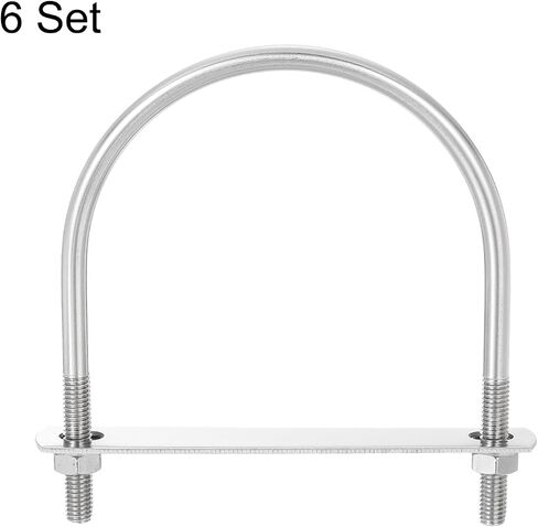 uxcell Round U-Bolts, 6 Sets 45mm(1.77") Inner Width 76mm Length M10 304 Stainless Steel U Clamp Bolt with Nuts and Plates, for Boat Trailer in Saudi Arabia
