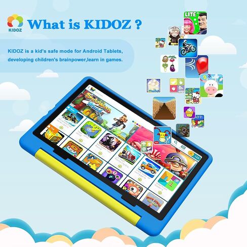 Kids Tablet｜Upgraded Android 14 Tablet 10 inch for Kids with Protective Case｜Octa-Core｜8+64GB TF Card Expandable｜Dual Camera｜Parental Control｜Pre-intalled KIDOZ｜Great Gift for Toddler(Blue) in Saudi Arabia