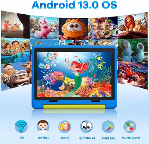 Kids Tablet｜Upgraded Android 14 Tablet 10 inch for Kids with Protective Case｜Octa-Core｜8+64GB TF Card Expandable｜Dual Camera｜Parental Control｜Pre-intalled KIDOZ｜Great Gift for Toddler(Blue) in Saudi Arabia