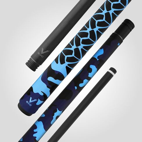 RHINO EVO CAMO Pool Cue - بحري، غابة، صحراوي، حضري - 3/8-8 مفصل - عمود من الألياف الزجاجية، قطر الطرف 12.5 مم، مستدقة مخروطية رفيعة. بعقب مركب in Saudi Arabia