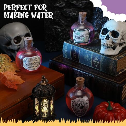 Baderke 119 Pcs 6 oz Halloween Fish Bowl with Straws Spherical Potion Bottles Round Plastic Bottles with Stickers Cocktail Ornament Balls for Halloween Christmas Centerpieces Party Decorative Supplies in Saudi Arabia