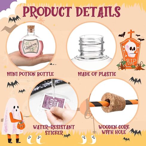 Baderke 119 Pcs 6 oz Halloween Fish Bowl with Straws Spherical Potion Bottles Round Plastic Bottles with Stickers Cocktail Ornament Balls for Halloween Christmas Centerpieces Party Decorative Supplies in Saudi Arabia