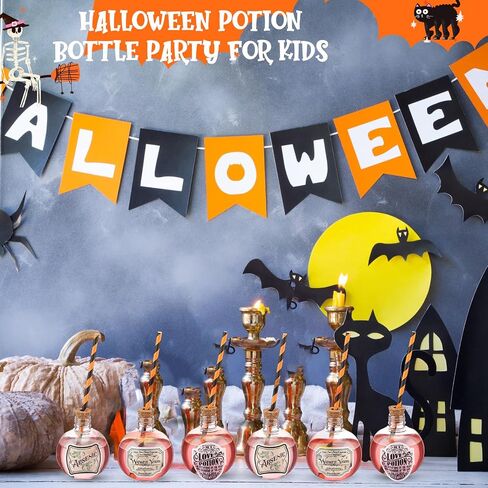 Baderke 119 Pcs 6 oz Halloween Fish Bowl with Straws Spherical Potion Bottles Round Plastic Bottles with Stickers Cocktail Ornament Balls for Halloween Christmas Centerpieces Party Decorative Supplies in Saudi Arabia