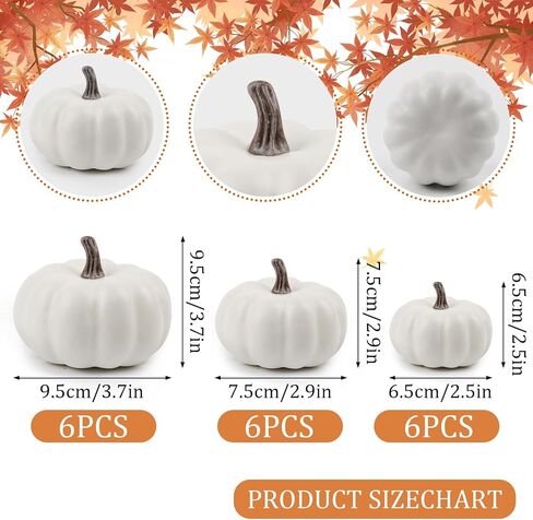 18 قطعة من القرع الاصطناعي السائب من القرع الرغوي لتزيين أحجام متعددة من قرع فوما الأبيض لجميع القديسين وعيد الشكر وديكور طاولة الخريف in Kuwait