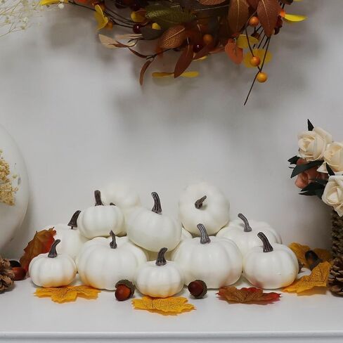 18 قطعة من القرع الاصطناعي السائب من القرع الرغوي لتزيين أحجام متعددة من قرع فوما الأبيض لجميع القديسين وعيد الشكر وديكور طاولة الخريف in Kuwait