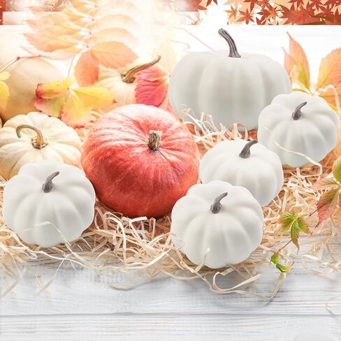 18 قطعة من القرع الاصطناعي السائب من القرع الرغوي لتزيين أحجام متعددة من قرع فوما الأبيض لجميع القديسين وعيد الشكر وديكور طاولة الخريف in Kuwait