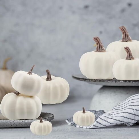 18 قطعة من القرع الاصطناعي السائب من القرع الرغوي لتزيين أحجام متعددة من قرع فوما الأبيض لجميع القديسين وعيد الشكر وديكور طاولة الخريف in Kuwait