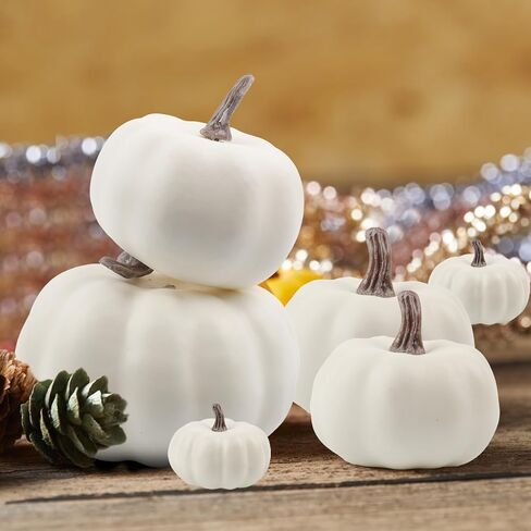 18 قطعة من القرع الاصطناعي السائب من القرع الرغوي لتزيين أحجام متعددة من قرع فوما الأبيض لجميع القديسين وعيد الشكر وديكور طاولة الخريف in Kuwait