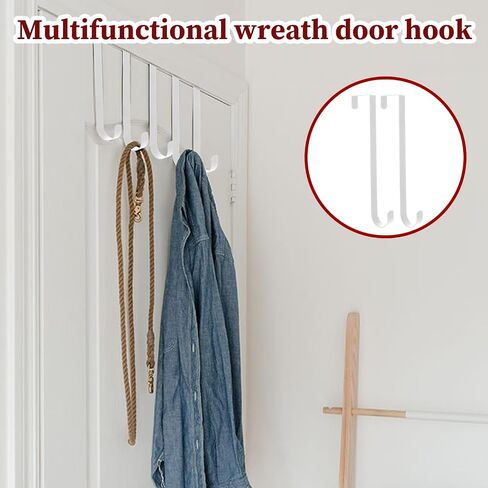 Molain 2 Pack Wreath Hanger Hooks, 12 Inch Over Door Hanger for Front Door Heavy Duty Metal Wreath Holder, Wreath Door Hanger Clothes Towel Hanger Hooks Halloween Christmas Easter Wreath Hanger(Black) in Saudi Arabia