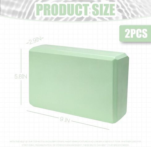 2 Pcs Yoga Blocks, 9"x6"x3" EVA Foam Blocks Yoga Props for Pilates Stretching and Meditation Exercise Blocks Lightweight Yoga Essentials (Green, normal) in Saudi Arabia