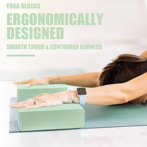 2 Pcs Yoga Blocks, 9"x6"x3" EVA Foam Blocks Yoga Props for Pilates Stretching and Meditation Exercise Blocks Lightweight Yoga Essentials (Green, normal) in Saudi Arabia