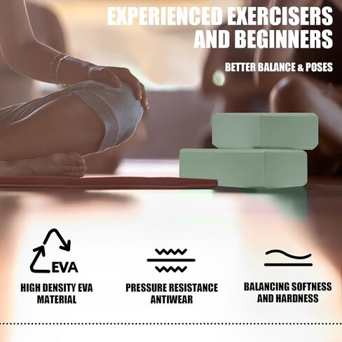 2 Pcs Yoga Blocks, 9"x6"x3" EVA Foam Blocks Yoga Props for Pilates Stretching and Meditation Exercise Blocks Lightweight Yoga Essentials (Green, normal) in Saudi Arabia