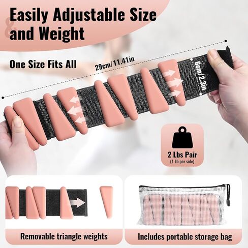 [أحدث 2024] أوزان المعصم والكاحل القابلة للتعديل للنساء: إجمالي 2 رطل (1 رطل لكل منهما)، أوزان الذراع للمشي، وأساور المعصم الموزونة، وأوزان الكاحل، وأوزان الذراع in Kuwait