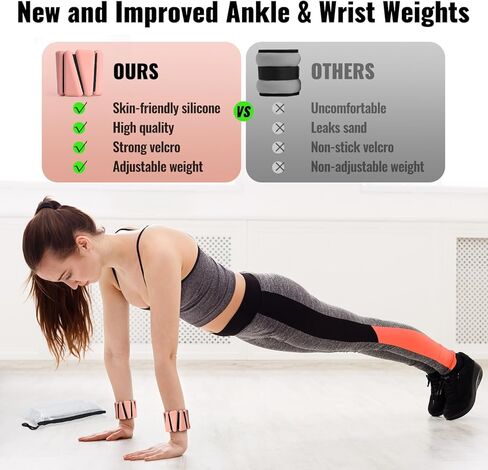 [أحدث 2024] أوزان المعصم والكاحل القابلة للتعديل للنساء: إجمالي 2 رطل (1 رطل لكل منهما)، أوزان الذراع للمشي، وأساور المعصم الموزونة، وأوزان الكاحل، وأوزان الذراع in Kuwait