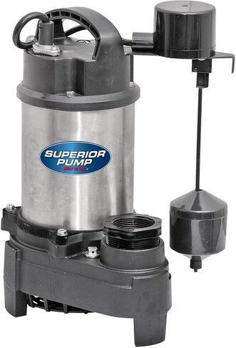 Superior Pump 92181 1HP Stainless Steel and Cast Iron Tethered Float Switch Sump Pump, 1 HP, Silver in Kuwait
