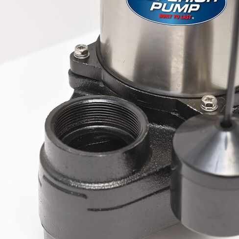 Superior Pump 92181 1HP Stainless Steel and Cast Iron Tethered Float Switch Sump Pump, 1 HP, Silver in Kuwait
