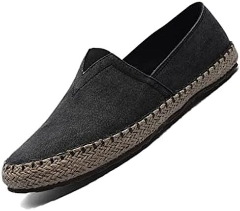 Men's Canvas Slip On Espadrille Loafer,Simple Leisure Walking Sneakers Moccasins Boat Shoes Comfortable Breathable Flats Driving Shoes in Saudi Arabia
