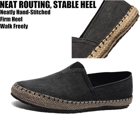 Men's Canvas Slip On Espadrille Loafer,Simple Leisure Walking Sneakers Moccasins Boat Shoes Comfortable Breathable Flats Driving Shoes in Saudi Arabia