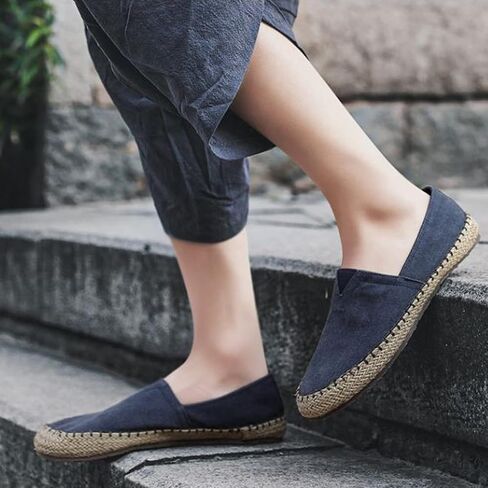Men's Canvas Slip On Espadrille Loafer,Simple Leisure Walking Sneakers Moccasins Boat Shoes Comfortable Breathable Flats Driving Shoes in Saudi Arabia