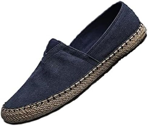 Men's Canvas Slip On Espadrille Loafer,Simple Leisure Walking Sneakers Moccasins Boat Shoes Comfortable Breathable Flats Driving Shoes in Saudi Arabia