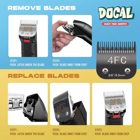 Docal 10# Pet Dog Grooming Detachable Blades, Compatible with Andis Size-10# Cut Length 1/16"(1.5mm), Most A5,KM Series Clippers,Made of Ceramic Blade (Black) in Saudi Arabia