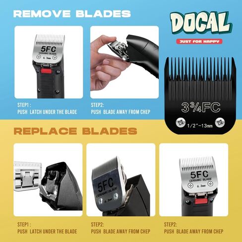Docal 10# Pet Dog Grooming Detachable Blades, Compatible with Andis Size-10# Cut Length 1/16"(1.5mm), Most A5,KM Series Clippers,Made of Ceramic Blade (Black) in Saudi Arabia