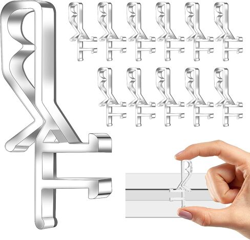 Mabor 12Pcs Valance Clips for Blinds, 1-7/8inch Clear Plastic Blind Valance Replacement Clips Hidden Window Blind Cover Clips for Valance with a Groove in The Back in Saudi Arabia