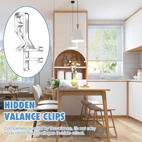 Mabor 12Pcs Valance Clips for Blinds, 1-7/8inch Clear Plastic Blind Valance Replacement Clips Hidden Window Blind Cover Clips for Valance with a Groove in The Back in Saudi Arabia