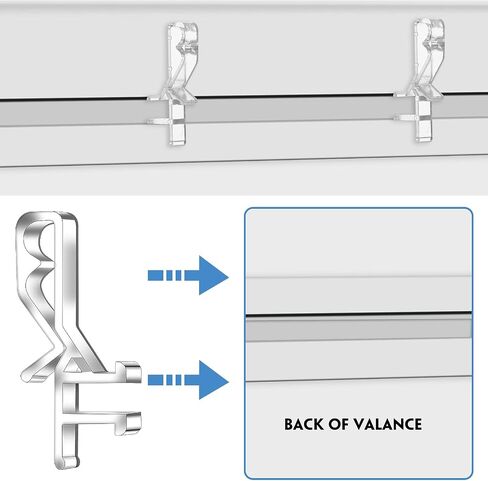 Mabor 12Pcs Valance Clips for Blinds, 1-7/8inch Clear Plastic Blind Valance Replacement Clips Hidden Window Blind Cover Clips for Valance with a Groove in The Back in Saudi Arabia