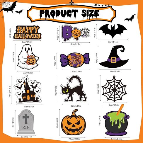 36Pcs Halloween Tree Ornaments, Halloween Wooden Hanging Ornaments Halloween Tree Decorations with Ropes for Tree Home Party Decoration in Saudi Arabia