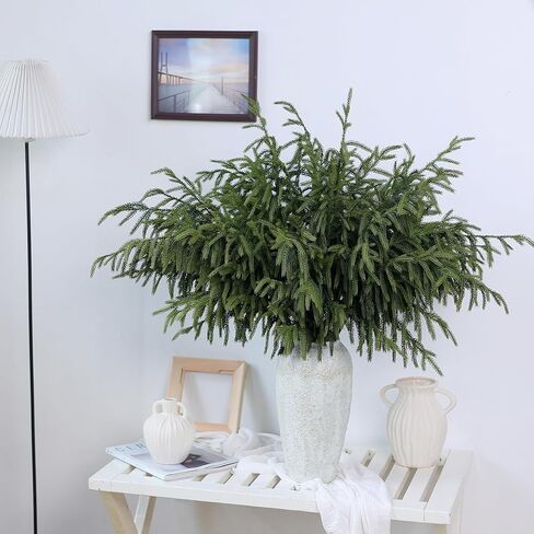 YXZZWL 8 Pcs Christmas Norfolk Pine Branches, 36 Inch Real Touch Artificial Norfolk Pine Branch Faux Cedar Pine Stem Fake Greenery Pine Picks for Vase DIY Garland Wreath Home Garden Decoration in Saudi Arabia