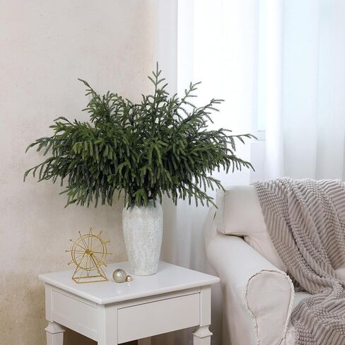 YXZZWL 8 Pcs Christmas Norfolk Pine Branches, 36 Inch Real Touch Artificial Norfolk Pine Branch Faux Cedar Pine Stem Fake Greenery Pine Picks for Vase DIY Garland Wreath Home Garden Decoration in Saudi Arabia