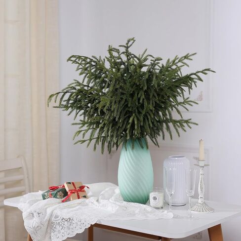 YXZZWL 8 Pcs Christmas Norfolk Pine Branches, 36 Inch Real Touch Artificial Norfolk Pine Branch Faux Cedar Pine Stem Fake Greenery Pine Picks for Vase DIY Garland Wreath Home Garden Decoration in Saudi Arabia