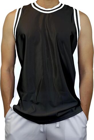 Men's 3-Stripes Basketball Gym Workout Athletic Tank Tops Shirts Mesh Jersey Uniform Made in USA in Kuwait