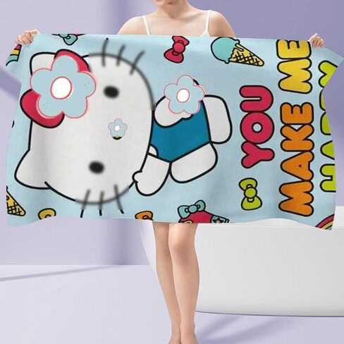 G-Ahora Anime Beach Towel, Cartoon Bath Towel 32x59 inch Absorbent Quick Dry Towels for Travel, Lightweight Soft (Cinnam) in Saudi Arabia
