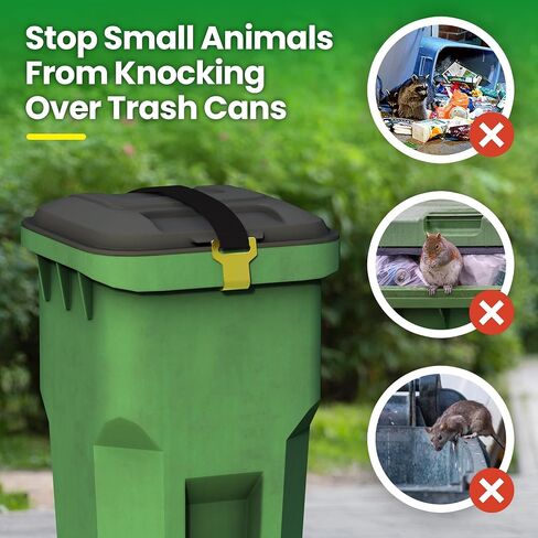 2 Pcs Trash Can Lock,Universal Garbage Can Lock for Animal with Metal Claw,Adjustable Trash Can Lid Strap for Outside Use to Prevent Raccoon and Wind from Tipping Over Trash Bin - Black in Saudi Arabia