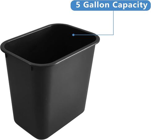 Office Trash Can, 5 Gallon Small Trash can, Slim Modern Bin, Black Trash Can, for Office/Bedroom/Kitchen/Bathroom in Saudi Arabia