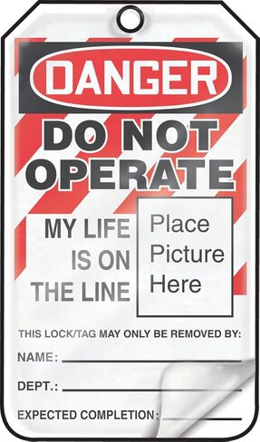 Accuform Lockout Tags, Pack of 5, Danger Equipment Lock Out My Life is on The Line, US Made OSHA Compliant Tags, Weather-Proof & Chemical Resistant Laminated PF-Cardstock, 5.75"x 3.25", MLT600LTM in Saudi Arabia