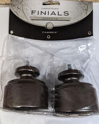 ENVOGUE Cambria Premier Complete Finials for Curtain Rods, Tie Backs, Drapes and Window Treatments Contemporary Urban Knob in Graphite Metallic Dark Silver Set of 2 in Saudi Arabia