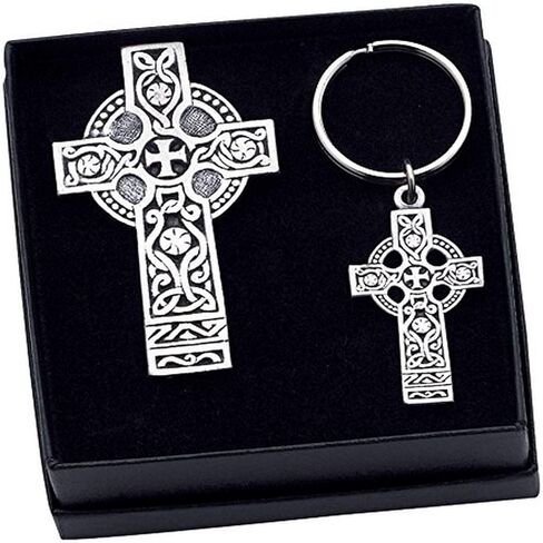 مجموعة هدية من Cathedral Art Abbey & CA Celtic Cross Visor وحلقة مفاتيح، مقاس واحد، رمادي in Kuwait