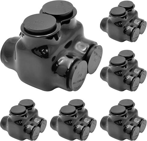 Black Insulated in-Line Splice Alumiconn Connector 2 Set Screws - 1/0-14 Wire Range - 3/16 Allen Hex - Pre-Filled with Oxide Inhibitor, Rubber Vinyl Coating, 6061-T6 Aluminum CU9AL, (15 Pack) in Kuwait
