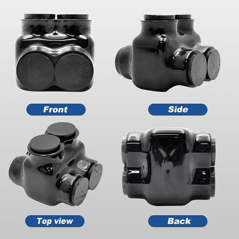 Black Insulated in-Line Splice Alumiconn Connector 2 Set Screws - 1/0-14 Wire Range - 3/16 Allen Hex - Pre-Filled with Oxide Inhibitor, Rubber Vinyl Coating, 6061-T6 Aluminum CU9AL, (15 Pack) in Kuwait