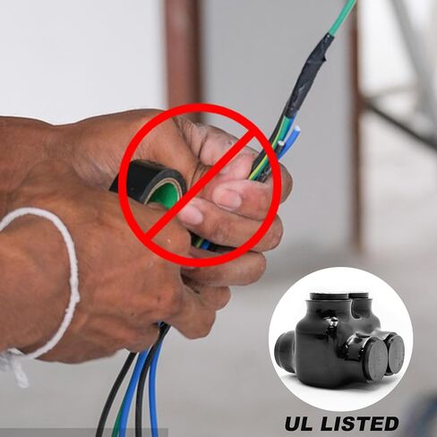 Black Insulated in-Line Splice Alumiconn Connector 2 Set Screws - 1/0-14 Wire Range - 3/16 Allen Hex - Pre-Filled with Oxide Inhibitor, Rubber Vinyl Coating, 6061-T6 Aluminum CU9AL, (15 Pack) in Kuwait