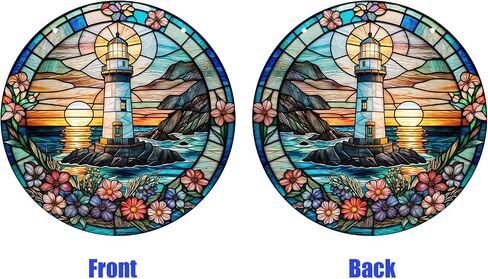Stained Acrylic Window Hanging - 1Pcs Lighthouse Theme Round Acrylic Window Hanging Stained Sun Catcher for Indoor Outdoor Decor, Garden Decoration or Housewarming Gift in Saudi Arabia
