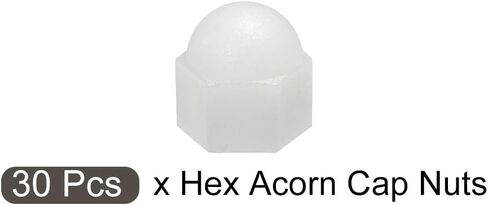 METALLIXITY Acorn Cap Nuts(M6x1mm) 30Pcs, Nylon Acorn Dome Cap Head Hex Nuts - for Industrial Mechanical Equipment, White in Saudi Arabia