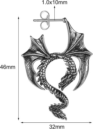 Gothic Dragon/Sword/Skull/Scorpion/Octopus Stud Earrings Ear Cuff Retro Punk Rock Earrings for Men Women Stainless Steel Dangle Drop Earrings Jewelry Gifts in Kuwait